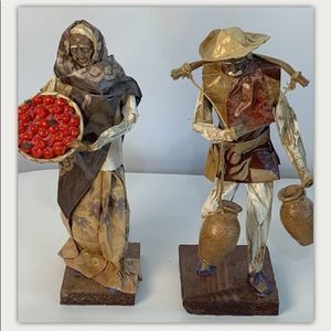 Two Latin American folk art sculptures decor